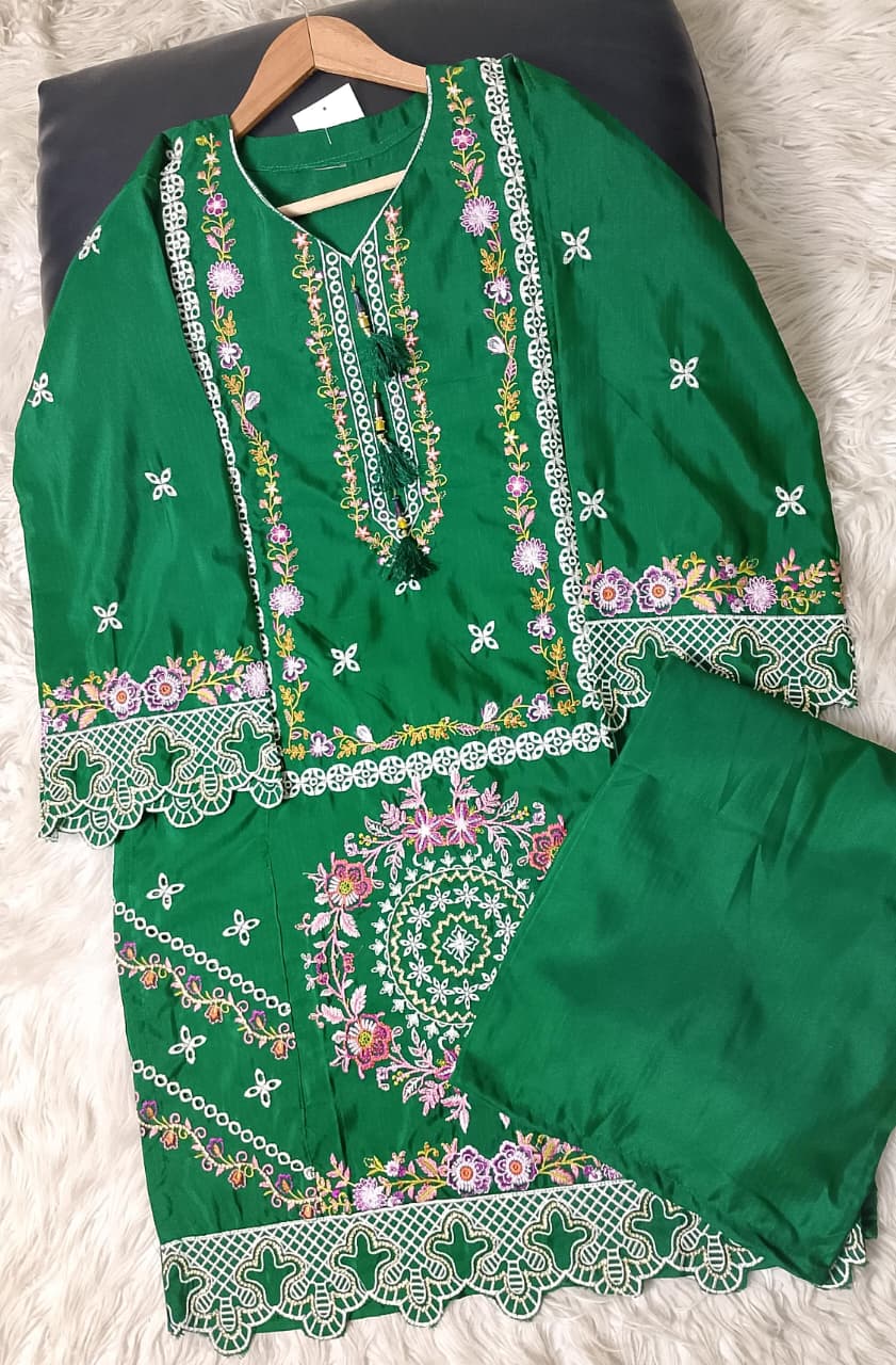2 PIECE - EMBROIDERED VISCOSE SUIT