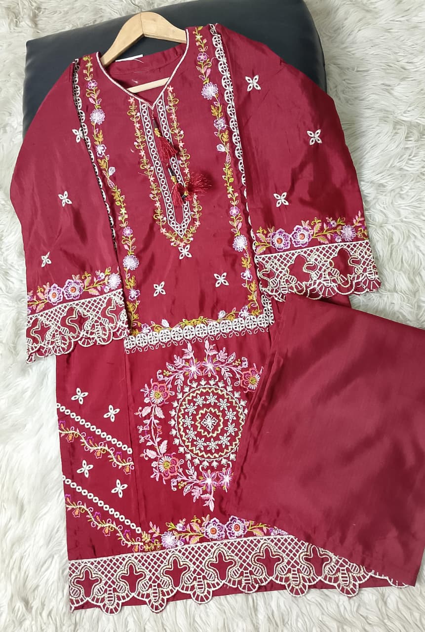 2 PIECE - EMBROIDERED VISCOSE SUIT