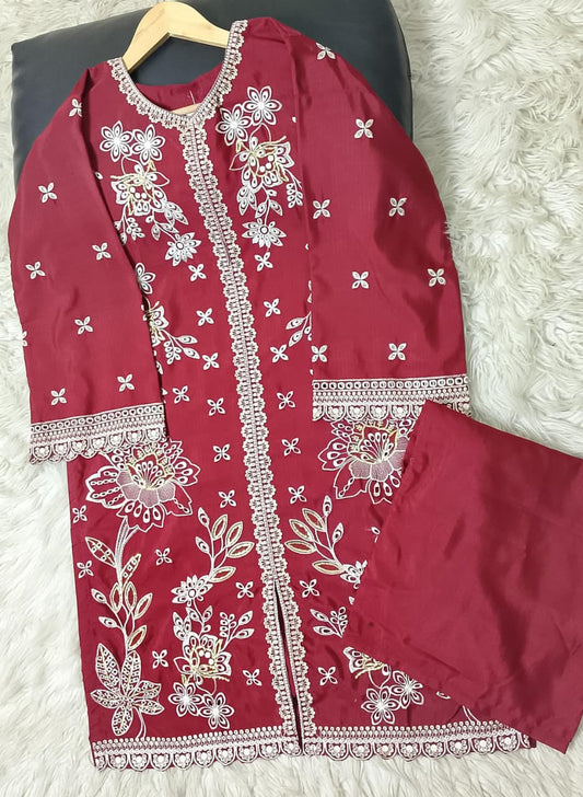 2 PIECE - EMBROIDERED VISCOSE SUIT