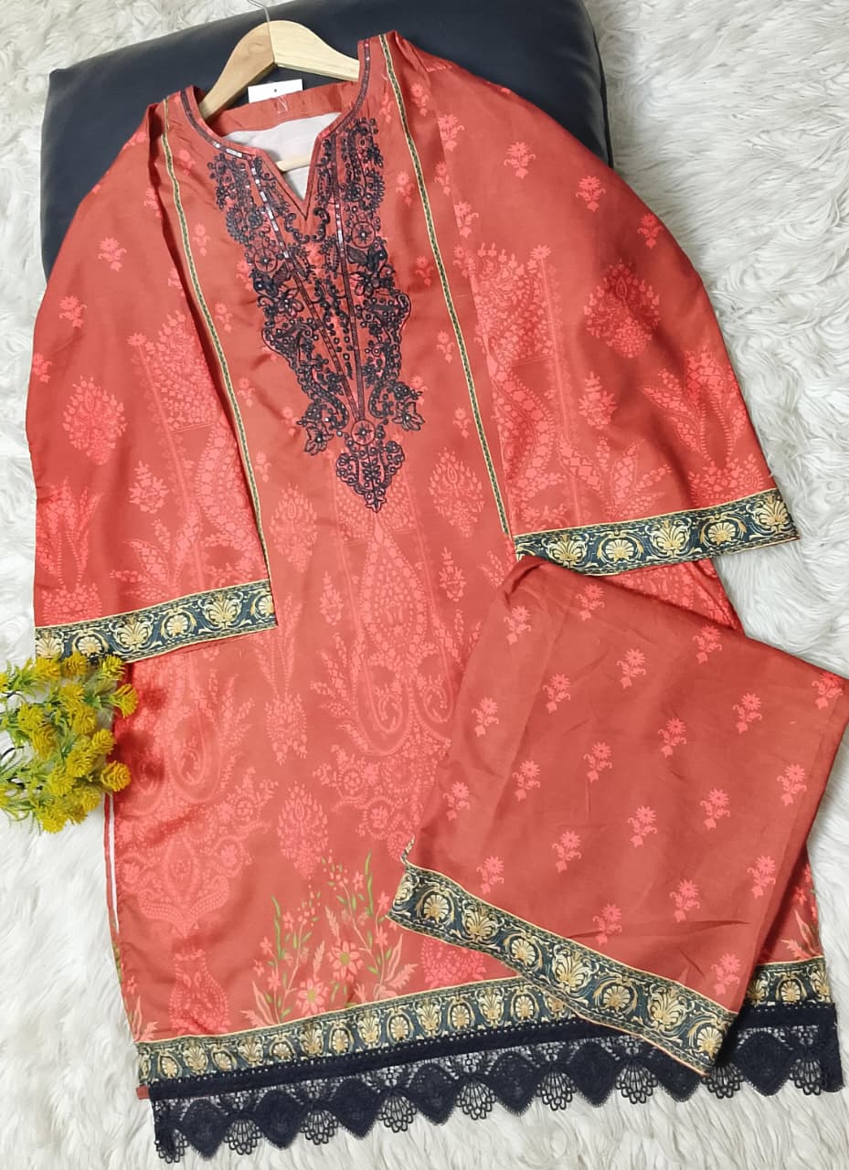 2 PIECE - EMBROIDERED VISCOSE SUIT