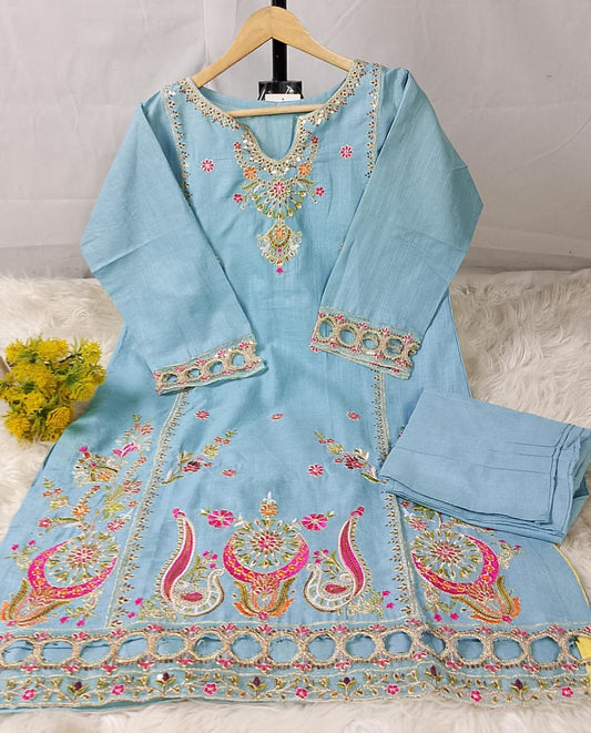 2 PIECE - EMBROIDERED KHADDAR SUIT