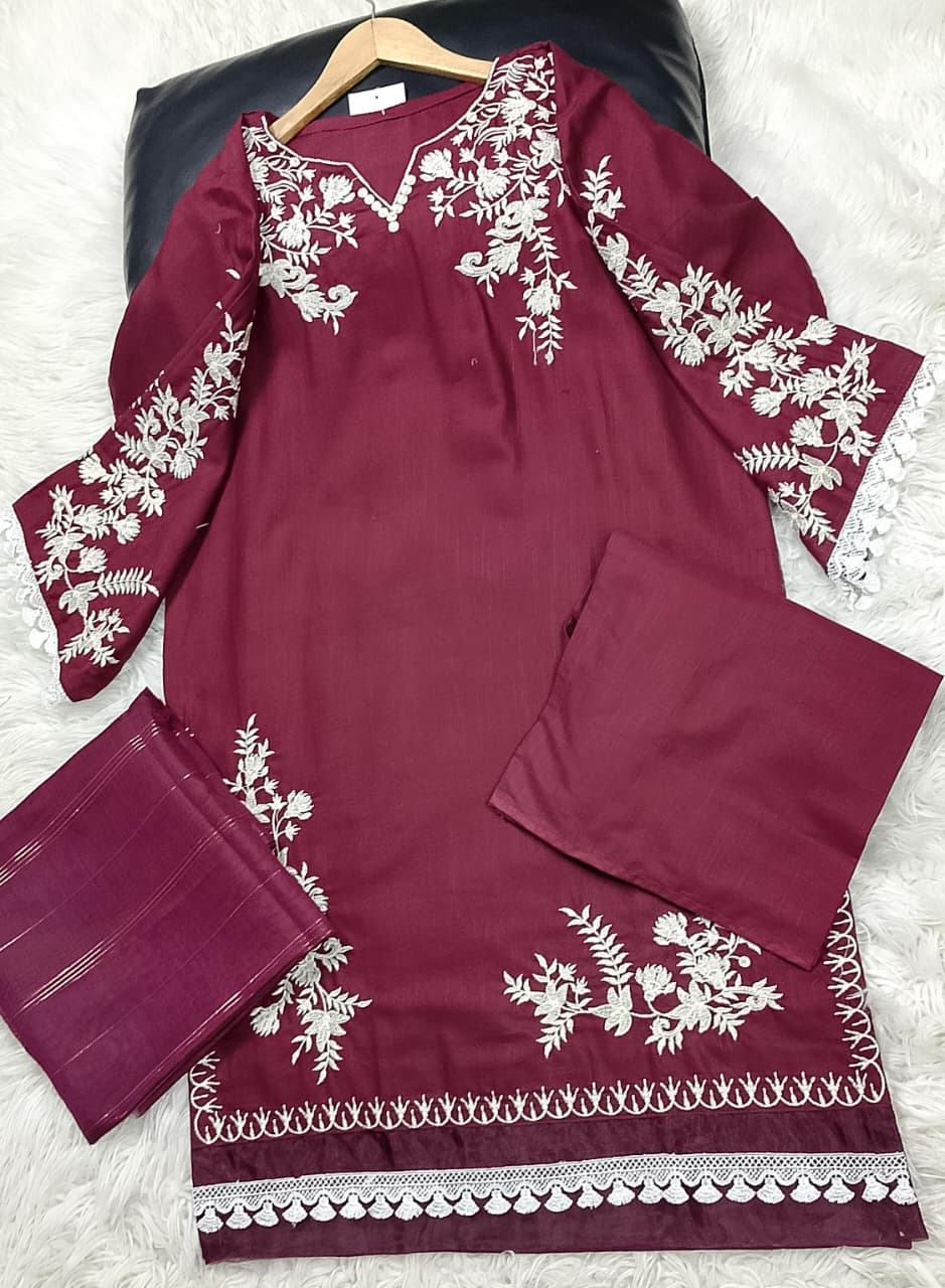 3 PIECE - EMBROIDERED KHADDAR SUIT