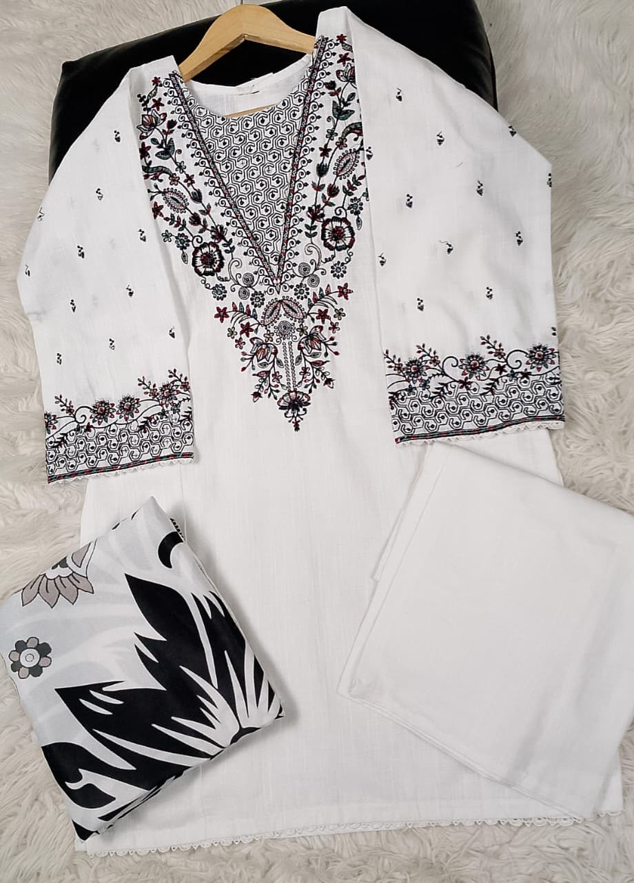 3 PIECE - EMBROIDERED KHADDAR SUIT
