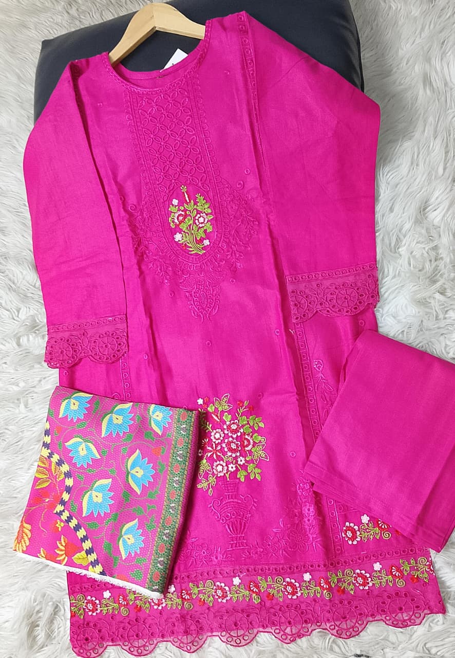 3 PIECE - EMBROIDERED KHADDAR SUIT