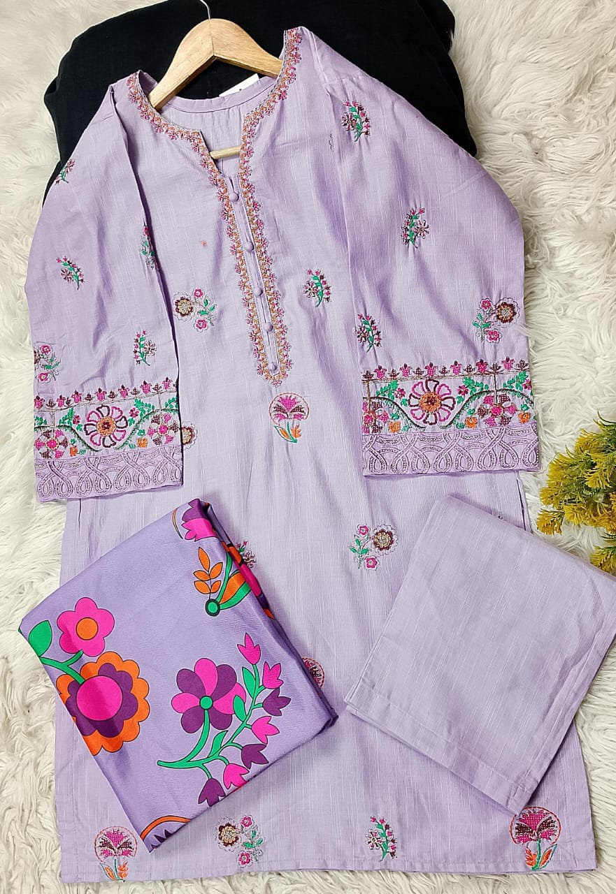 3 PIECE - EMBROIDERED KHADDAR SUIT