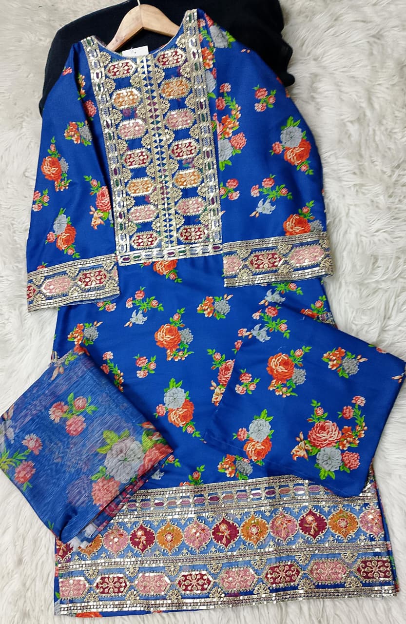 3 PIECE - EMBROIDERED VISCOSE SUIT