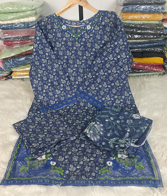 3 PIECE - EMBROIDERED / PRINTED LAWN SUIT