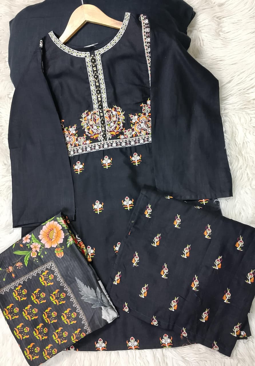 3 PIECE - EMBROIDERED KHADDAR SUIT