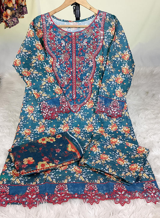 3 PIECE - EMBROIDERED / PRINTED LAWN SUIT