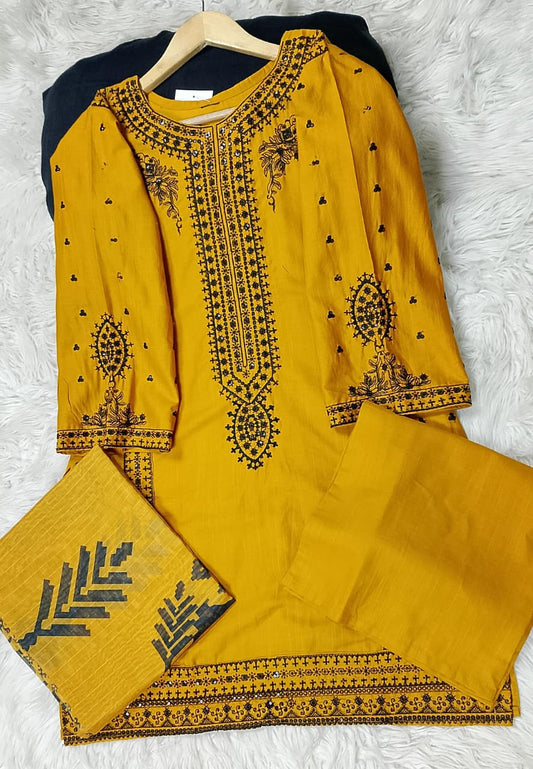 3 PIECE - EMBROIDERED KHADDAR SUIT