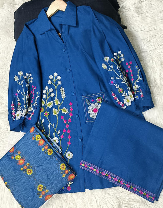 3 PIECE - EMBROIDERED KHADDAR SUIT