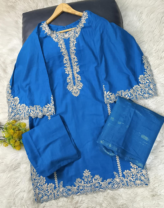3 PIECE - EMBROIDERED KHADDAR SUIT