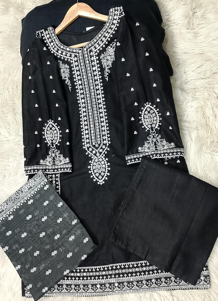 3 PIECE - EMBROIDERED KHADDAR SUIT