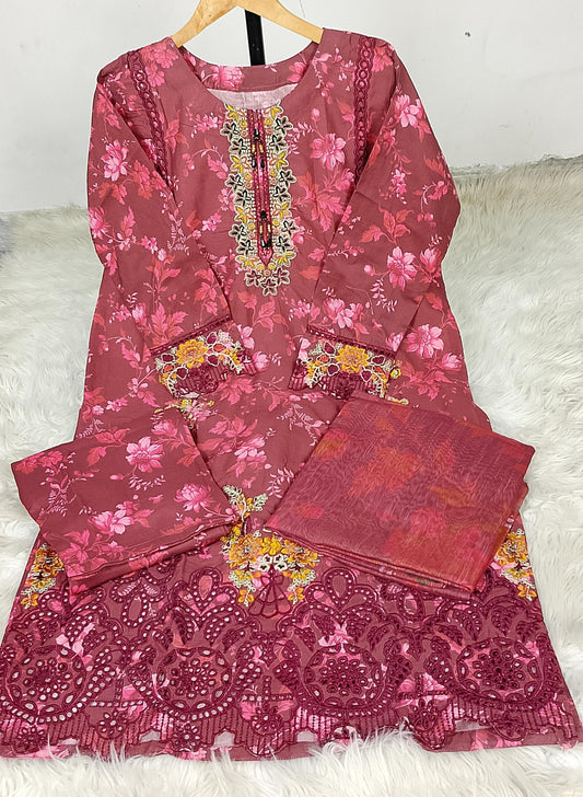 3 PIECE - EMBROIDERED LAWN SUIT