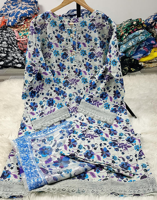 3 PIECE - EMBROIDERED LAWN SUIT