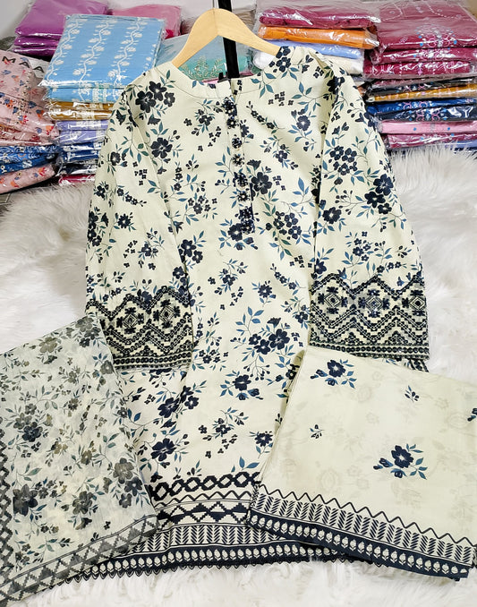 3 PIECE - EMBROIDERED LAWN SUIT