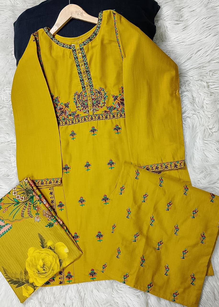 3 PIECE - EMBROIDERED KHADDAR SUIT