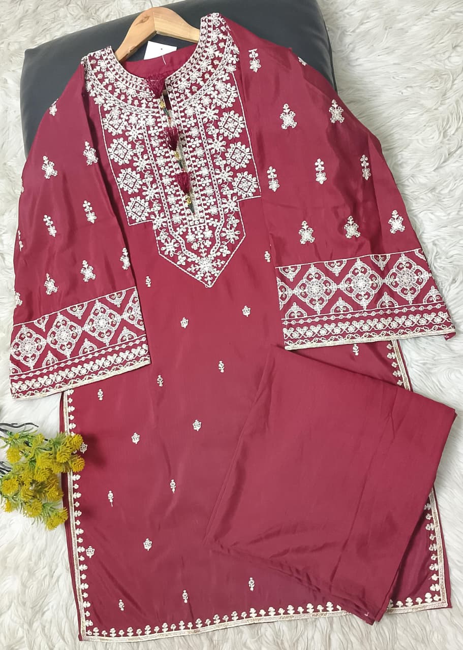 2 PIECE - EMBROIDERED VISCOSE SUIT
