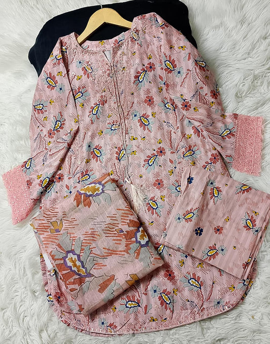 3 PIECE - EMBROIDERED KHADDAR SUIT