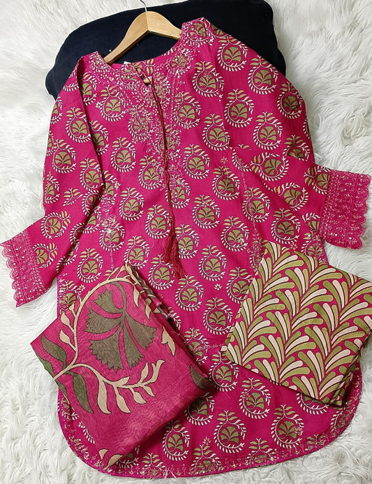 3 PIECE - EMBROIDERED KHADDAR SUIT