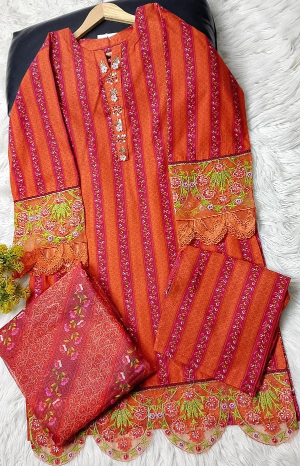 3 PIECE - EMBROIDERED LAWN SUIT