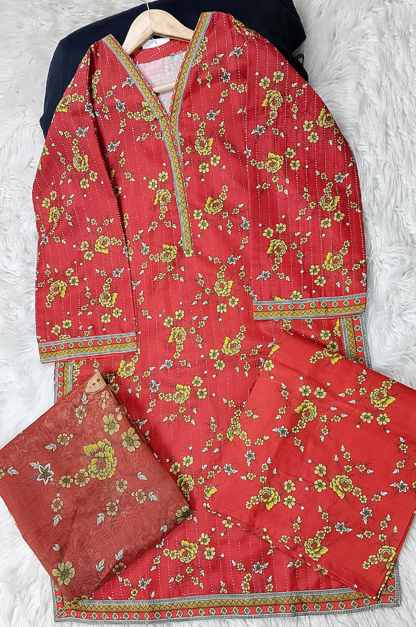 3 PIECE - EMBROIDERED KHADDAR SUIT