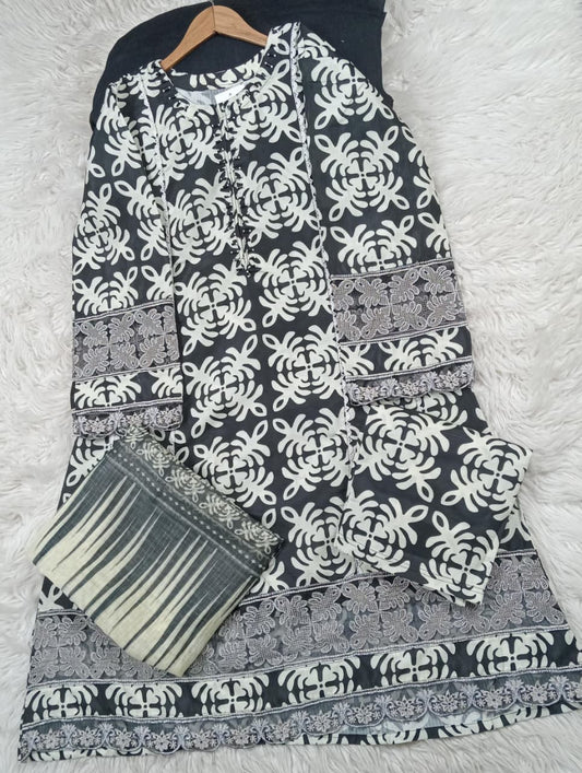 3 PIECE - EMBROIDERED LAWN SUIT