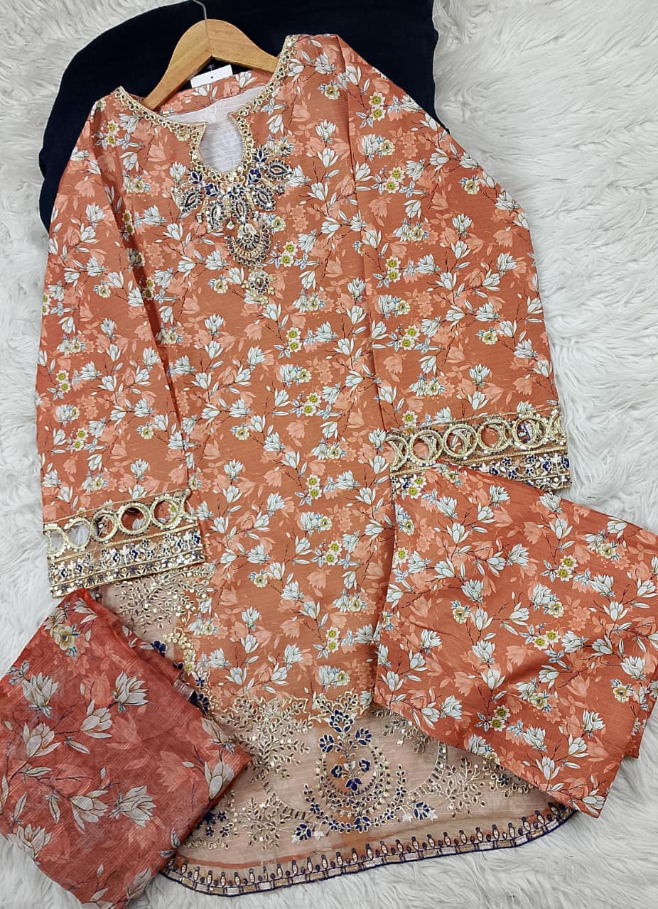 3 PIECE - EMBROIDERED LAWN SUIT