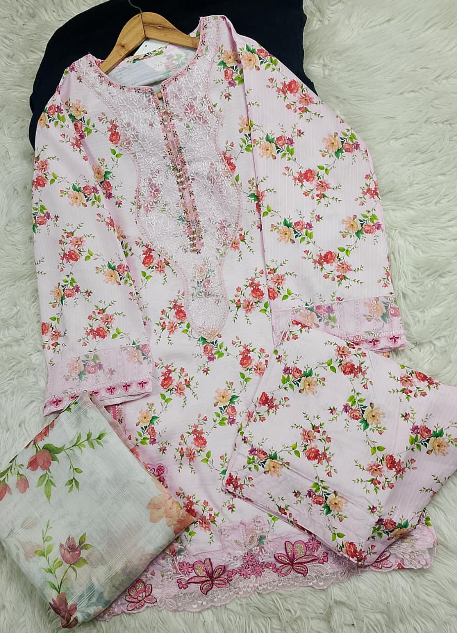 3 PIECE - EMBROIDERED LAWN SUIT