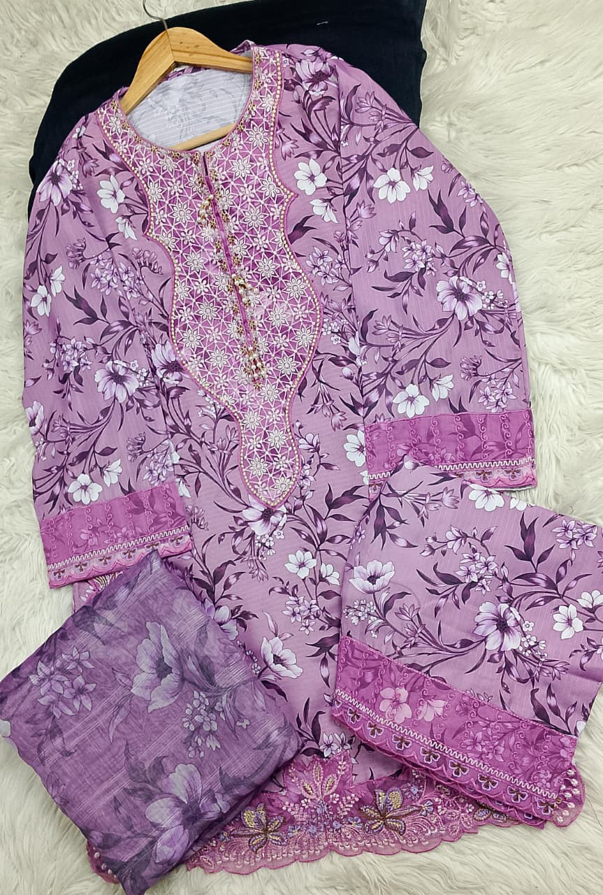 3 PIECE - EMBROIDERED LAWN SUIT