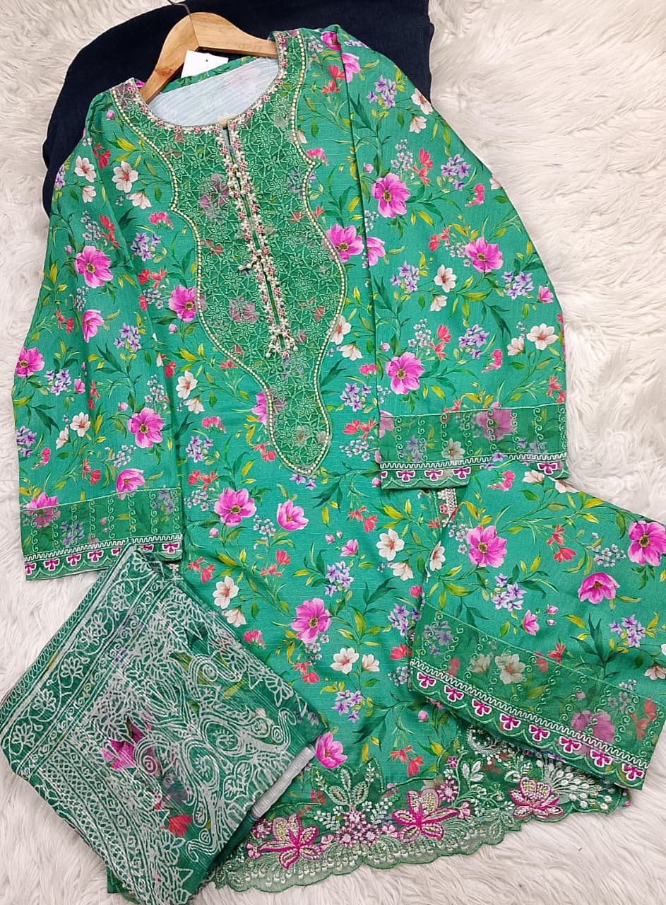 3 PIECE - EMBROIDERED LAWN SUIT