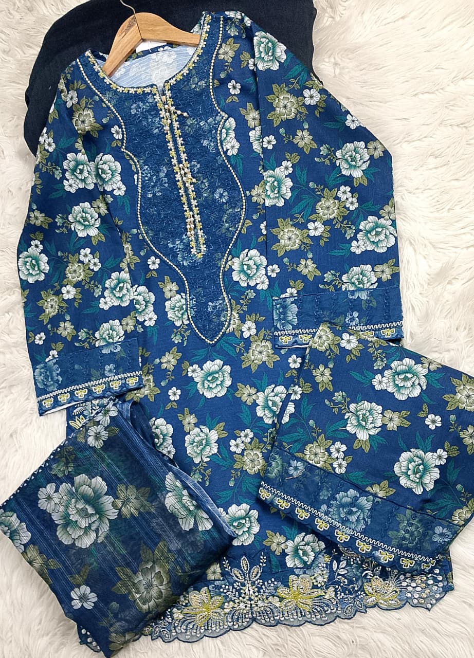 3 PIECE - EMBROIDERED LAWN SUIT