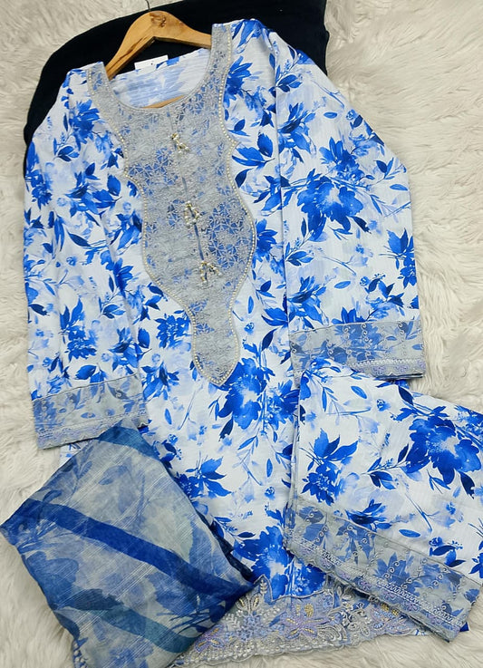 3 PIECE - EMBROIDERED LAWN SUIT