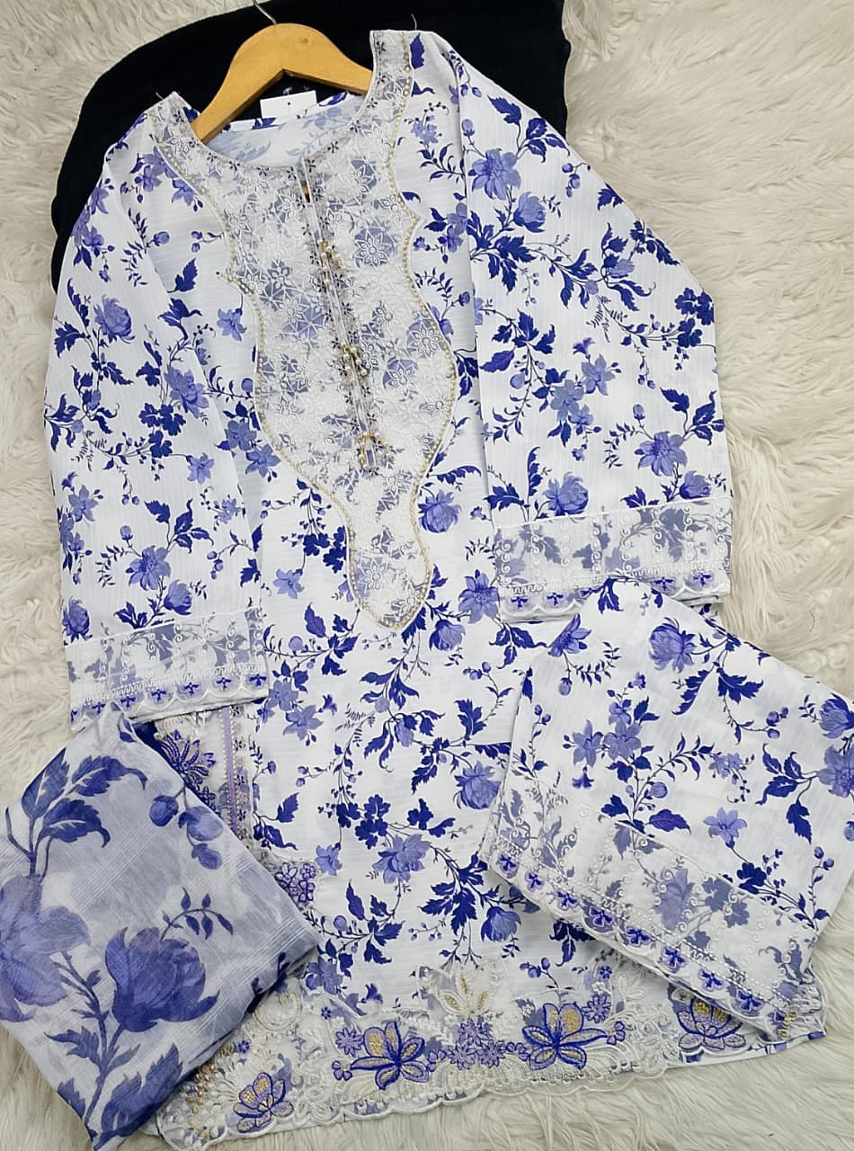 3 PIECE - EMBROIDERED LAWN SUIT