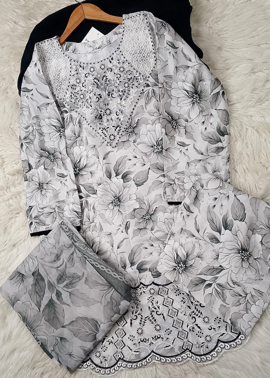 3 PIECE - EMBROIDERED LAWN SUIT