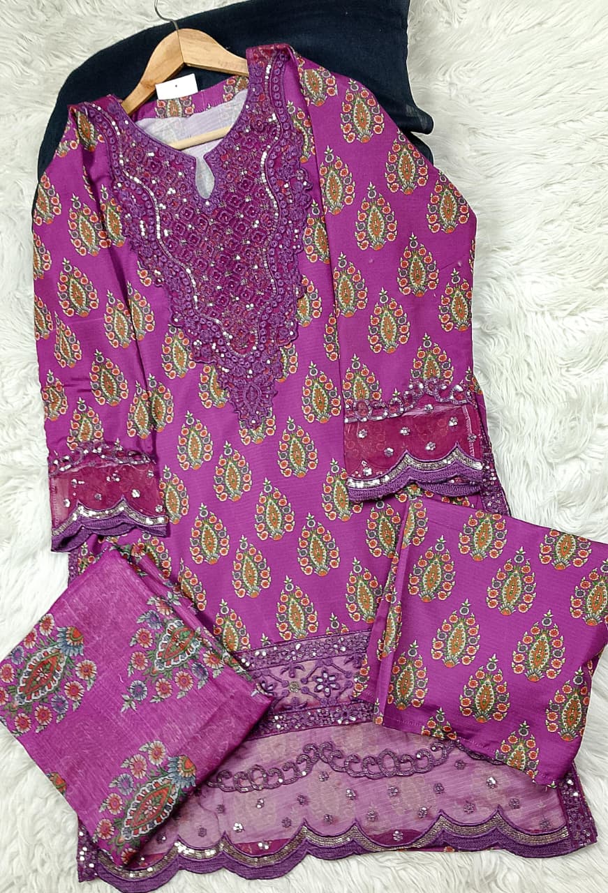 3 PIECE - EMBROIDERED LAWN SUIT
