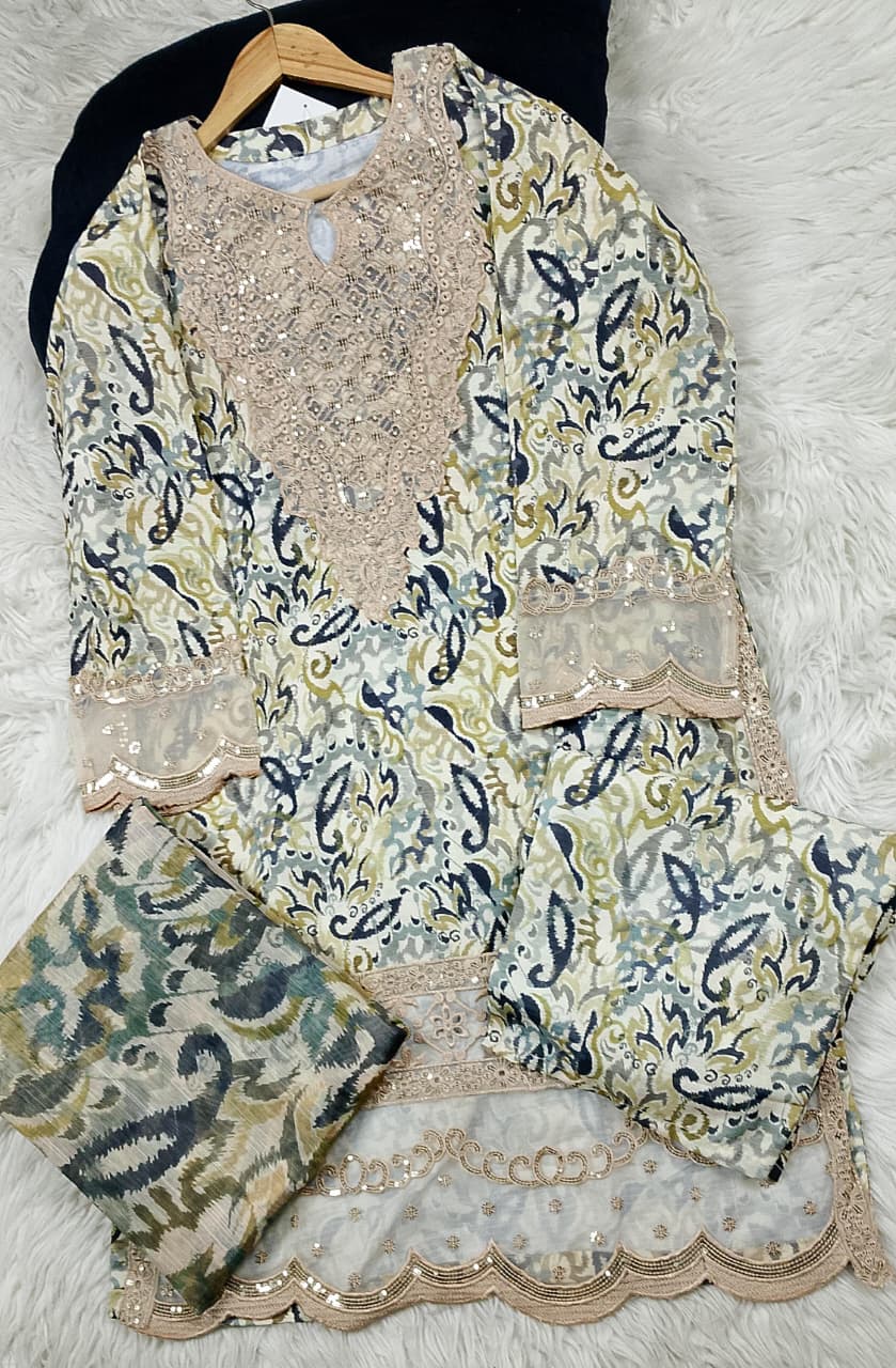 3 PIECE - EMBROIDERED LAWN SUIT