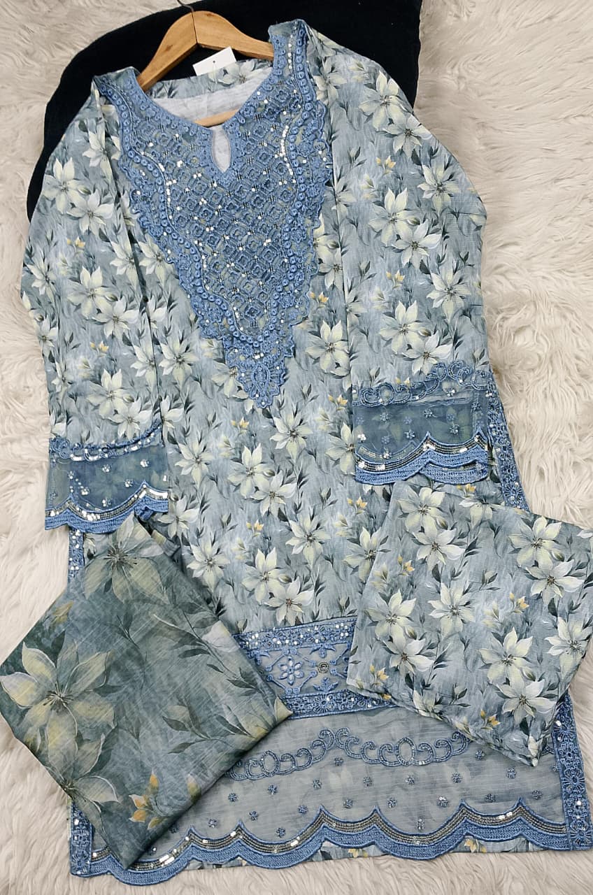 3 PIECE - EMBROIDERED LAWN SUIT