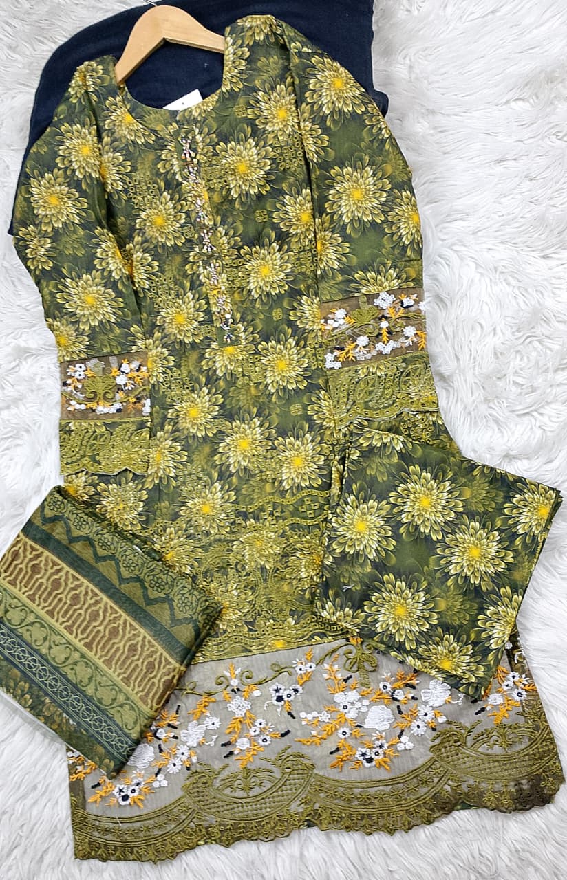 3 PIECE - EMBROIDERED LAWN SUIT