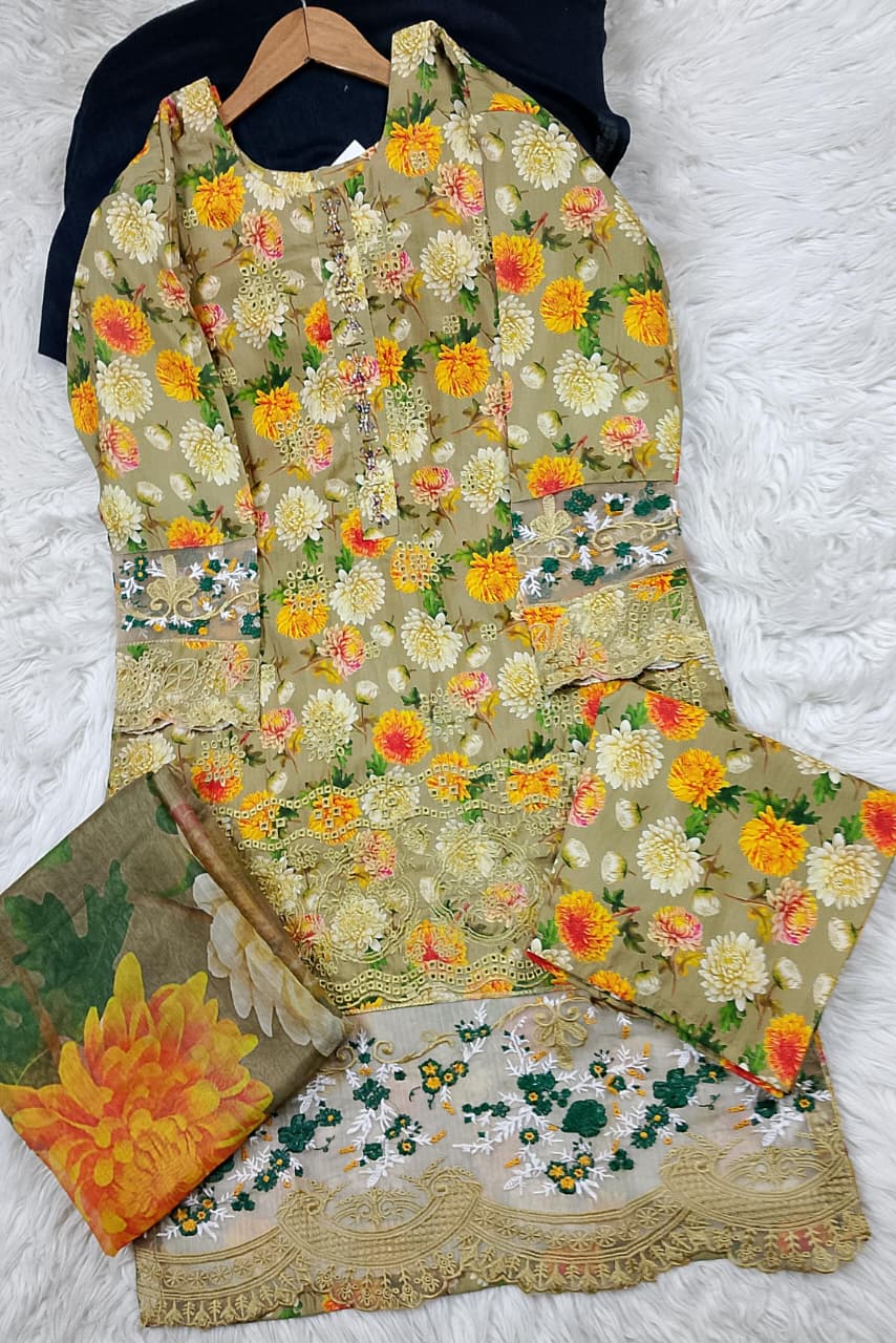 3 PIECE - EMBROIDERED LAWN SUIT