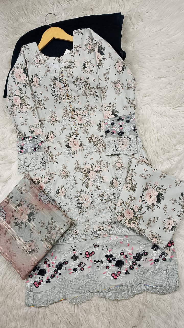 3 PIECE - EMBROIDERED LAWN SUIT