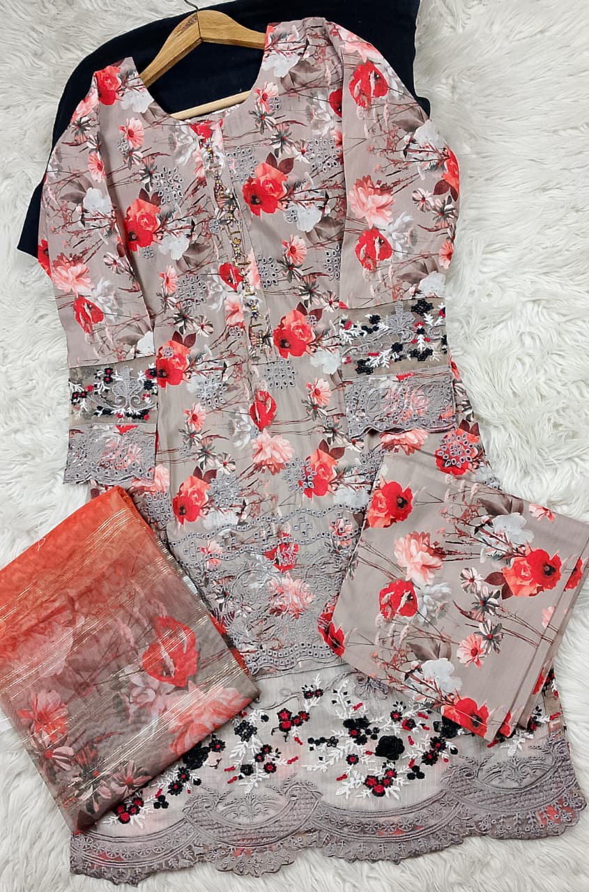3 PIECE - EMBROIDERED LAWN SUIT