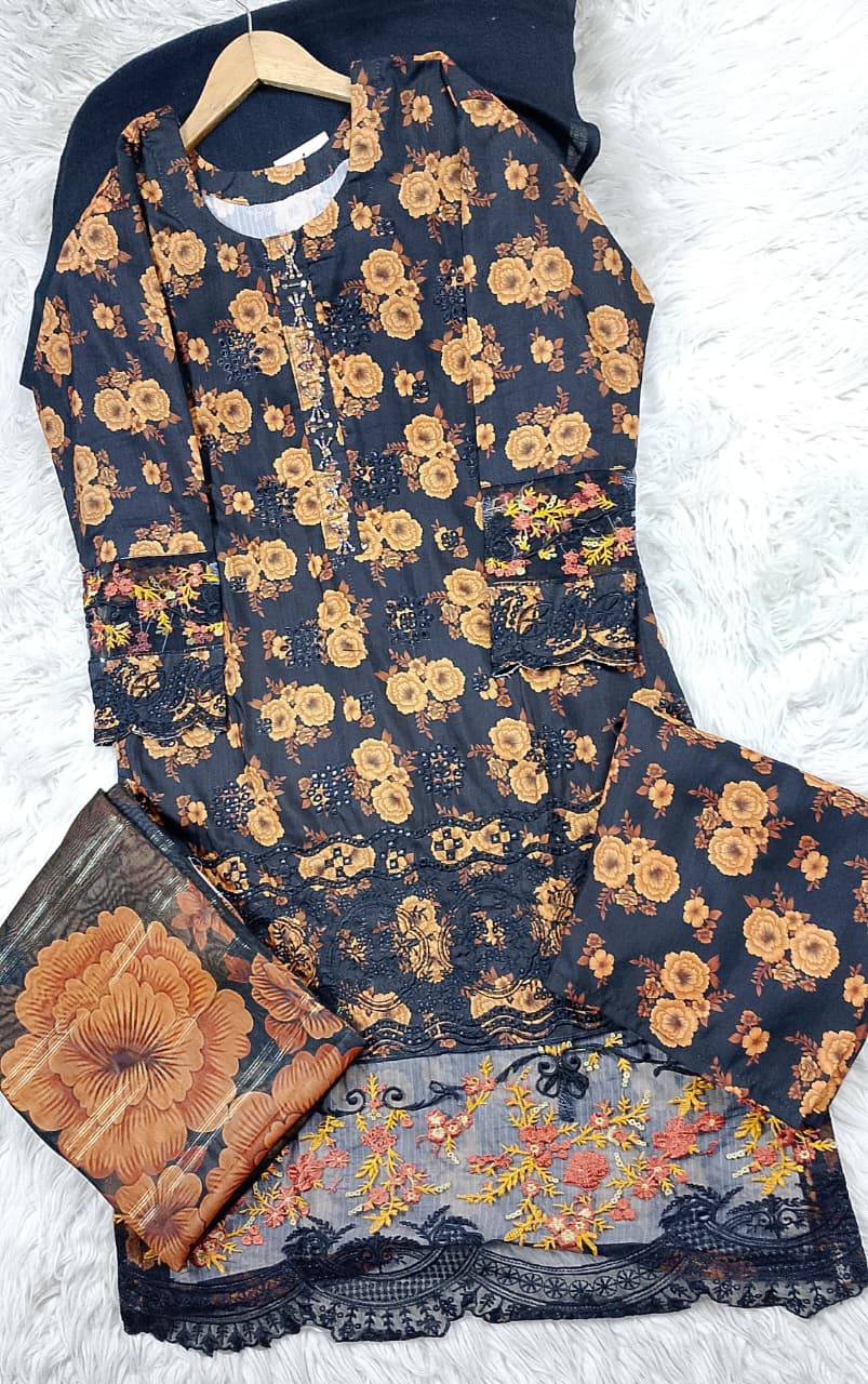 3 PIECE - EMBROIDERED LAWN SUIT