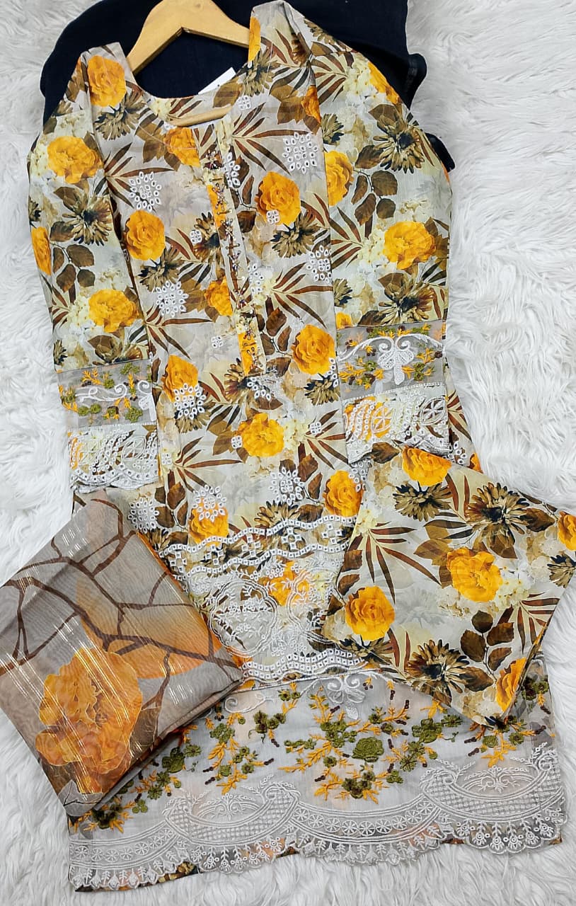 3 PIECE - EMBROIDERED LAWN SUIT