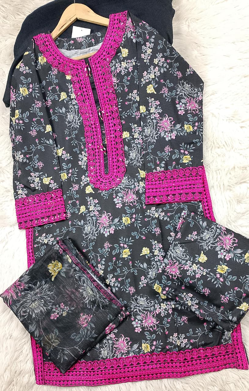 3 PIECE - EMBROIDERED LAWN SUIT