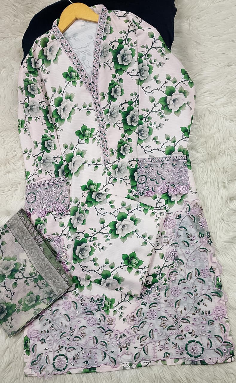 3 PIECE - EMBROIDERED LAWN SUIT