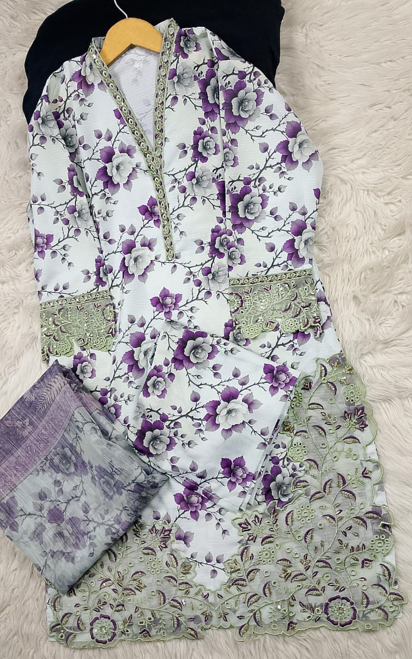3 PIECE - EMBROIDERED LAWN SUIT