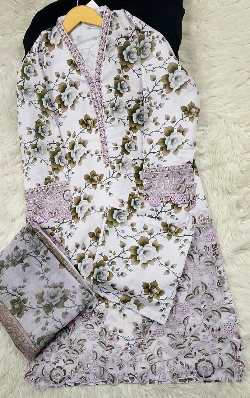 3 PIECE - EMBROIDERED LAWN SUIT
