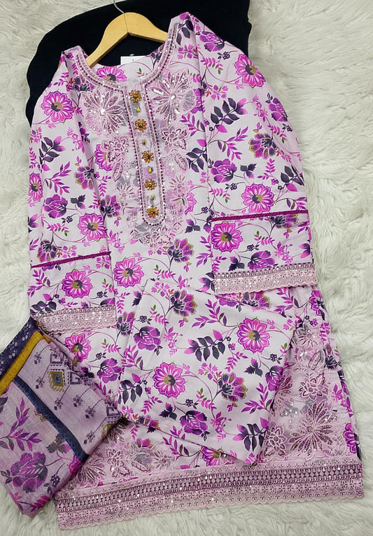 3 PIECE - EMBROIDERED LAWN SUIT
