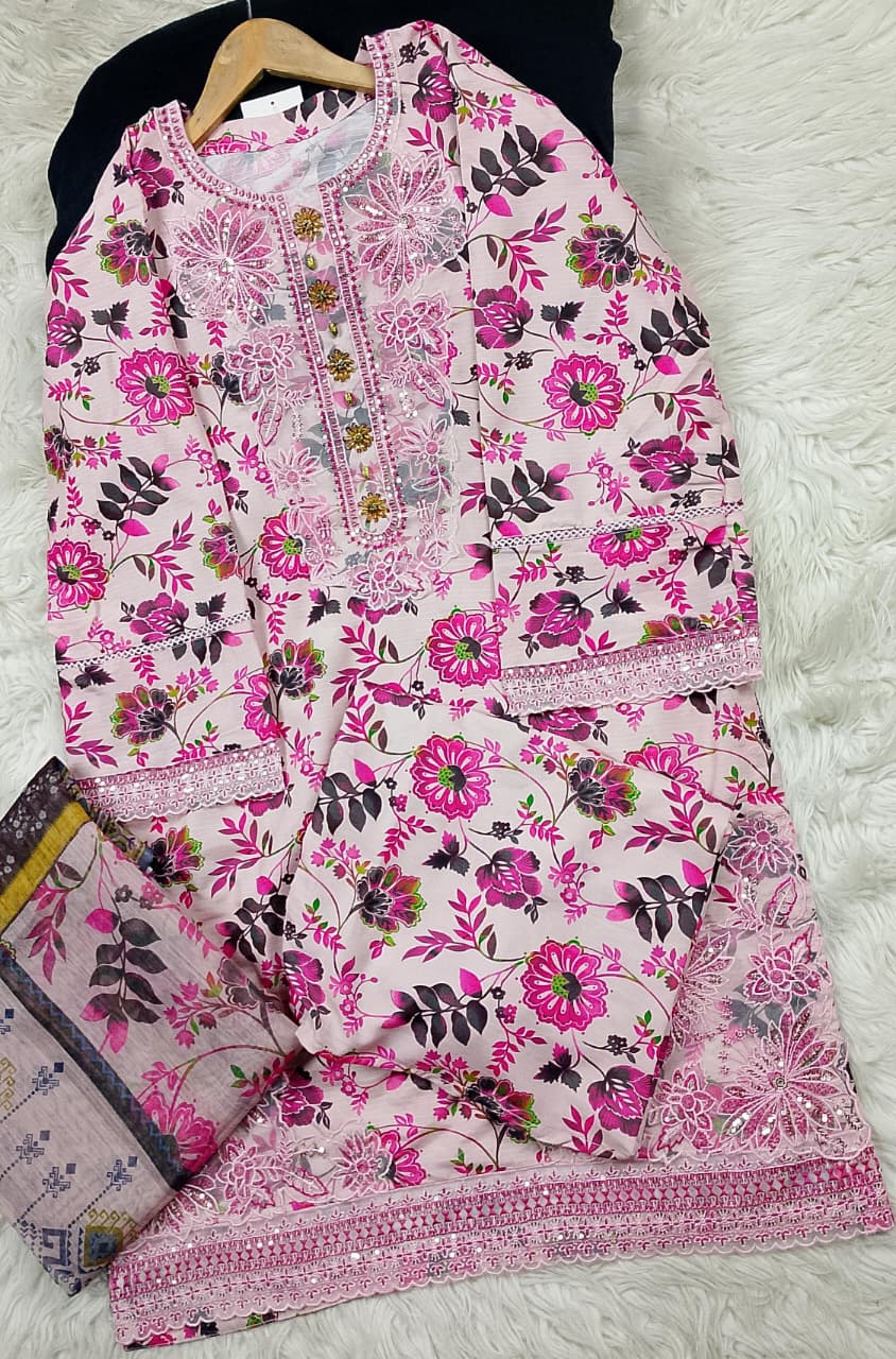 3 PIECE - EMBROIDERED LAWN SUIT